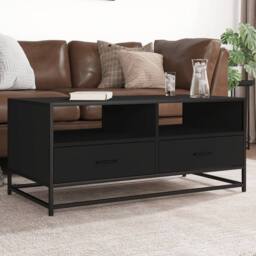Berkfield Home Durable Coffee Table Black 100x50x45 cm Engineered Wood & Metal - Size: 100 x 50 x 45 cm - thumbnail 2