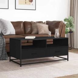 Berkfield Home Durable Coffee Table Black 100x50x45 cm Engineered Wood & Metal - Size: 100 x 50 x 45 cm - thumbnail 1