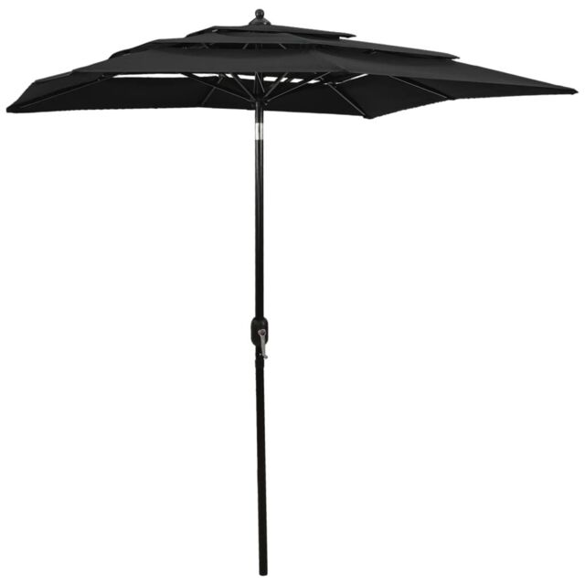 Berkfield Home 3-Tier Parasol with Aluminium Pole Black 2x2 m - image 1