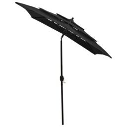 Berkfield Home 3-Tier Parasol with Aluminium Pole Black 2x2 m - thumbnail 3