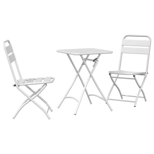 Berkfield Home 3-Piece Folding Bistro Set in White Steel - image 1
