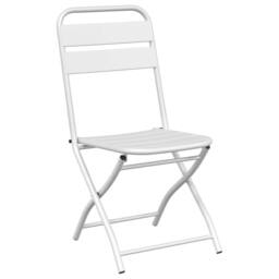 Berkfield Home 3-Piece Folding Bistro Set in White Steel - thumbnail 5