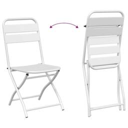 Berkfield Home 3-Piece Folding Bistro Set in White Steel - thumbnail 9