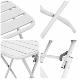 Berkfield Home 3-Piece Folding Bistro Set in White Steel - thumbnail 8