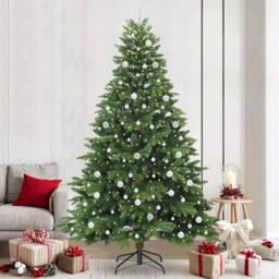 Berkfield Home Artificial Christmas Tree with 300 LEDs Green 240 cm PE & PVC - thumbnail 1