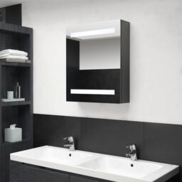 Berkfield Home LED Bathroom Mirror Cabinet Grey 50x14x60 cm - Size: 50 x 14 x 60 cm