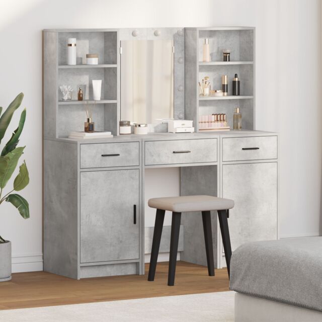 Berkfield Home 3 Piece Dressing Table Set Concrete Grey Engineered Wood - image 1