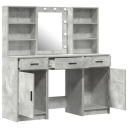 Berkfield Home 3 Piece Dressing Table Set Concrete Grey Engineered Wood - thumbnail 6
