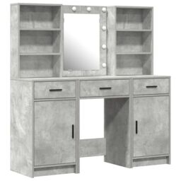 Berkfield Home 3 Piece Dressing Table Set Concrete Grey Engineered Wood - thumbnail 2