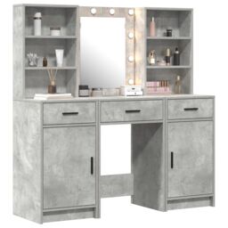 Berkfield Home 3 Piece Dressing Table Set Concrete Grey Engineered Wood - thumbnail 3