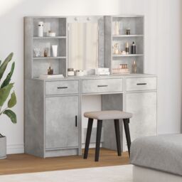 Berkfield Home 3 Piece Dressing Table Set Concrete Grey Engineered Wood