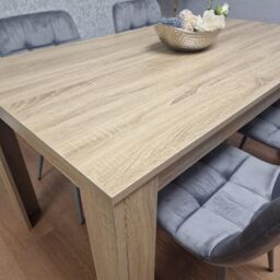 KOSY KOALA Oak Effect Dining Table Set With 4 Grey Velvet Chairs Dining Room Furniture in Brown - thumbnail 5
