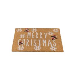 Melody Maison Merry Christmas Robin Detail PVC Backed Coir Doormat 60cm X 40cm in Brown - Size: 60 cm X 40 cm - thumbnail 1
