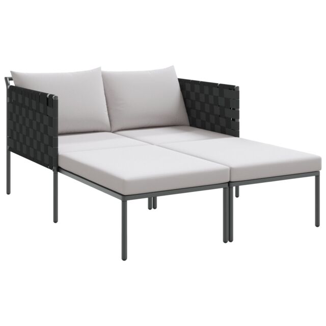 Berkfield Home Sunbed with Cushions 2-Person Anthracite 115x153x69, 5 cm Steel - image 1