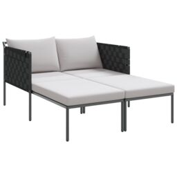 Berkfield Home Sunbed with Cushions 2-Person Anthracite 115x153x69, 5 cm Steel - thumbnail 2