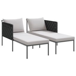 Berkfield Home Sunbed with Cushions 2-Person Anthracite 115x153x69, 5 cm Steel - thumbnail 4