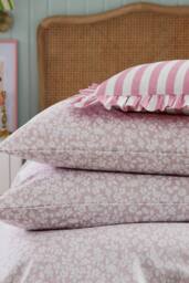 Helena Springfield 'Rosebud' Brushed Cotton Duvet Cover Set in Pink - Size: Single - thumbnail 5