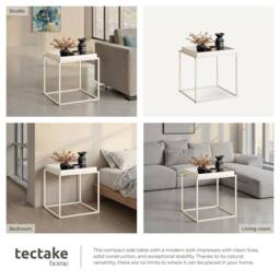 tectake Bedside Table Cambridge - With Tray-Shaped Shelf, 40 X 40 X 44 Cm in Cream - thumbnail 5