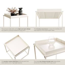 tectake Bedside Table Cambridge - With Tray-Shaped Shelf, 40 X 40 X 44 Cm in Cream - thumbnail 4