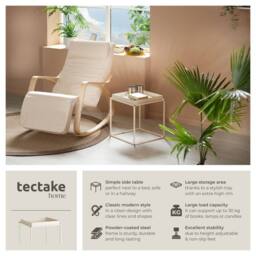 tectake Bedside Table Cambridge - With Tray-Shaped Shelf, 40 X 40 X 44 Cm in Cream - thumbnail 2