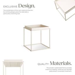 tectake Bedside Table Cambridge - With Tray-Shaped Shelf, 40 X 40 X 44 Cm in Cream - thumbnail 3