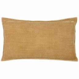 Yard Ribble 100% Cotton Acid Wash Cushion in Yellow - Size: 40 cm x 60 cm - thumbnail 2