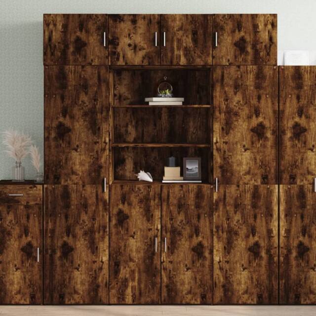 Berkfield Home Storage Cabinet Smoked Oak 80x42.5x225 cm Engineered Wood in Brown - image 1