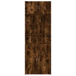 Berkfield Home Storage Cabinet Smoked Oak 80x42.5x225 cm Engineered Wood in Brown - thumbnail 4