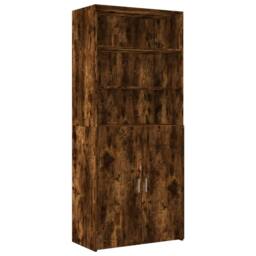 Berkfield Home Storage Cabinet Smoked Oak 80x42.5x225 cm Engineered Wood in Brown - thumbnail 6