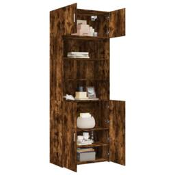 Berkfield Home Storage Cabinet Smoked Oak 80x42.5x225 cm Engineered Wood in Brown - thumbnail 3
