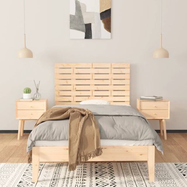 Berkfield Home Wall Headboard 96x3x63 cm Solid Wood Pine in Light Tan - Size: 96 x 3 x 63 cm - image 1