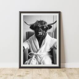60 SECOND MAKEOVER Highland Cow Dressing Gown Quirky Animal Print - Size: A4 - thumbnail 1