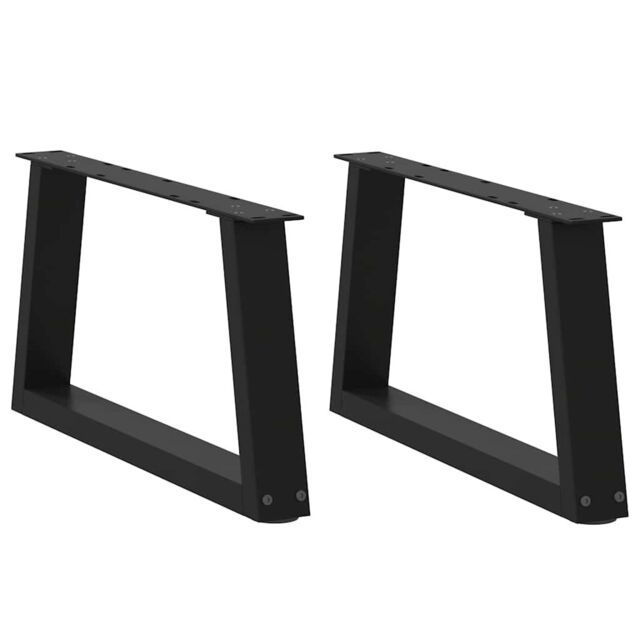 Berkfield Home Dining Table Legs V-Shape 2 pcs Black 50x(30-31.3) cm Steel - image 1