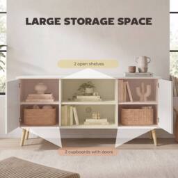 STILVORA TV Stand with 2 Doors & Shelves 120 cm White - thumbnail 6