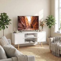 STILVORA TV Stand with 2 Doors & Shelves 120 cm White - thumbnail 2
