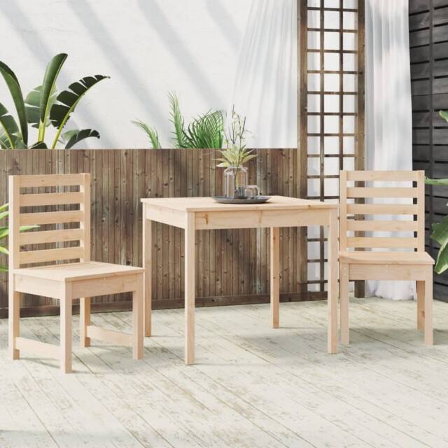 Berkfield Home Beautiful 3 Piece Garden Bistro Set Solid Wood Pine in Light Tan - image 1