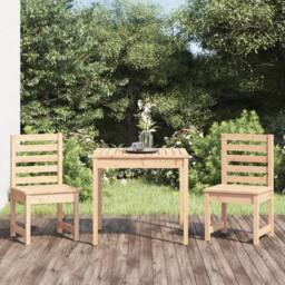 Berkfield Home Beautiful 3 Piece Garden Bistro Set Solid Wood Pine in Light Tan - thumbnail 2