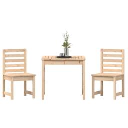 Berkfield Home Beautiful 3 Piece Garden Bistro Set Solid Wood Pine in Light Tan - thumbnail 4