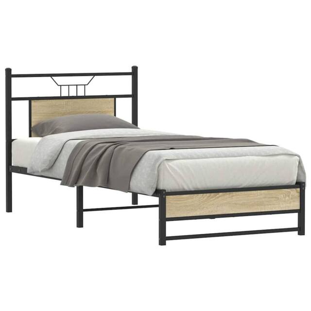 Berkfield Home Bed Frame without Mattress Sonoma Oak 90x190 cm Single Engineered Wood in Brown - image 1