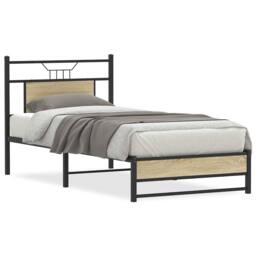 Berkfield Home Bed Frame without Mattress Sonoma Oak 90x190 cm Single Engineered Wood in Brown - thumbnail 2