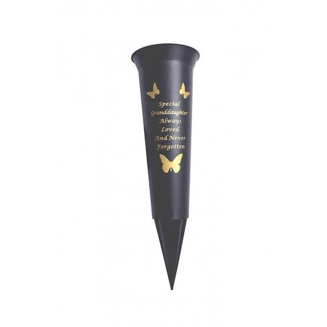 David Fischhoff Memorial Grave Plastic Spike Vase - Granddaughter in Black - image 1