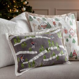 Paoletti Winter Ski Lodges Embroidered Polyester Filled Cushion in White - Size: 50 cm x 50 cm - thumbnail 6