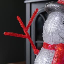 Samuel Alexander 55cm Acrylic Snowman with Top Hat & Red Scarf in White - thumbnail 9