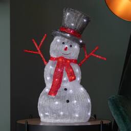 Samuel Alexander 55cm Acrylic Snowman with Top Hat & Red Scarf in White - thumbnail 5