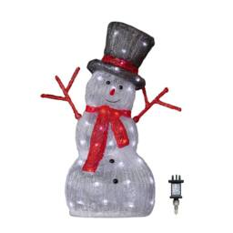 Samuel Alexander 55cm Acrylic Snowman with Top Hat & Red Scarf in White - thumbnail 1