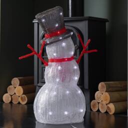 Samuel Alexander 55cm Acrylic Snowman with Top Hat & Red Scarf in White - thumbnail 8