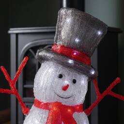 Samuel Alexander 55cm Acrylic Snowman with Top Hat & Red Scarf in White - thumbnail 6