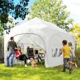 OUTSUNNY 3 x 6m Pop Up Gazebo with Sides, Peak Top Garden Party Tent Marquee - thumbnail 1