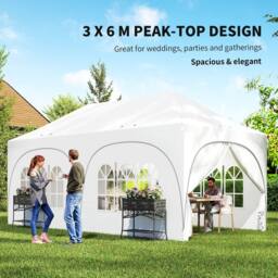 OUTSUNNY 3 x 6m Pop Up Gazebo with Sides, Peak Top Garden Party Tent Marquee - thumbnail 4