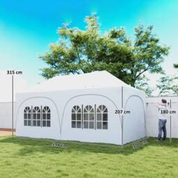 OUTSUNNY 3 x 6m Pop Up Gazebo with Sides, Peak Top Garden Party Tent Marquee - thumbnail 3